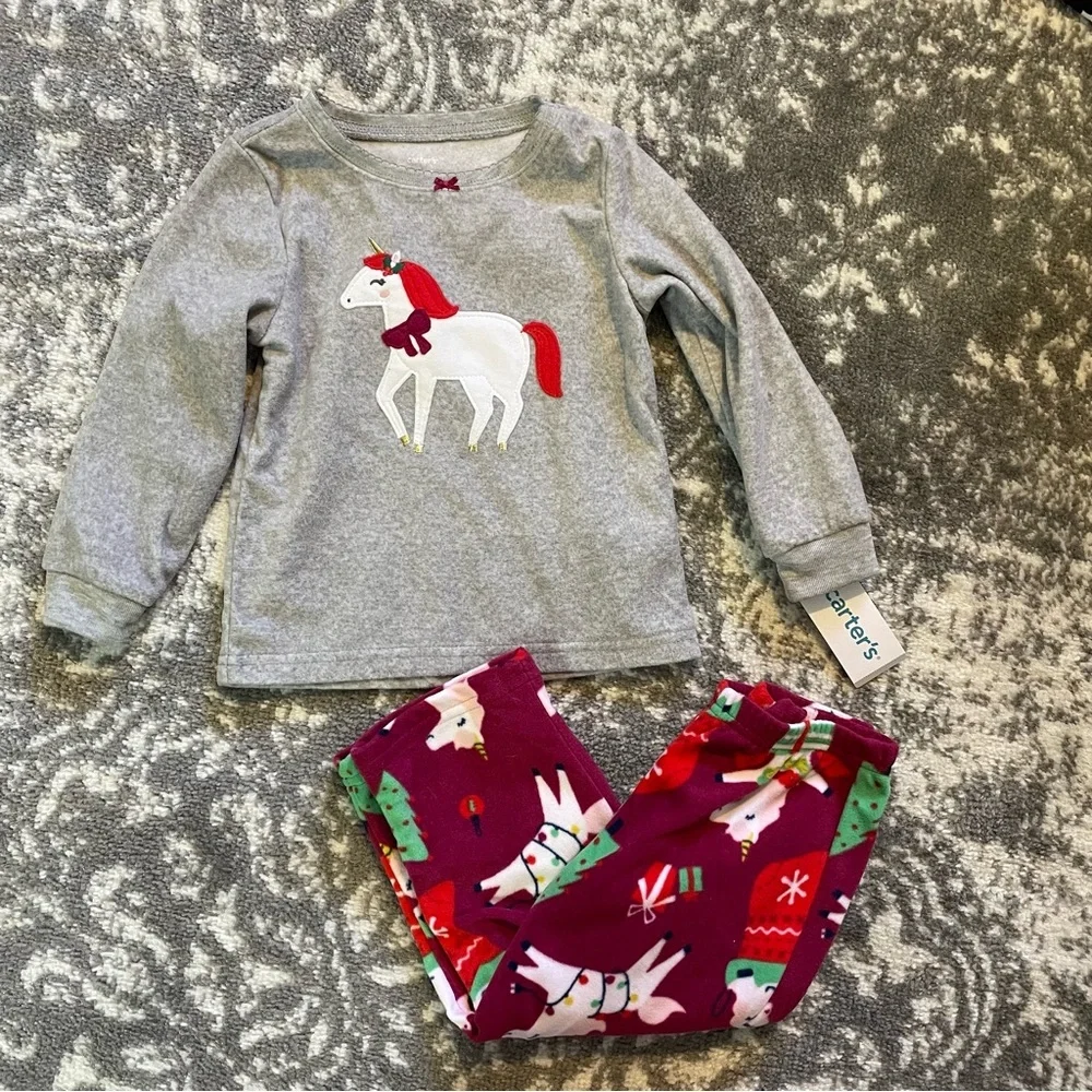 Carter's Girls Christmas Unicorn Pajamas NWT